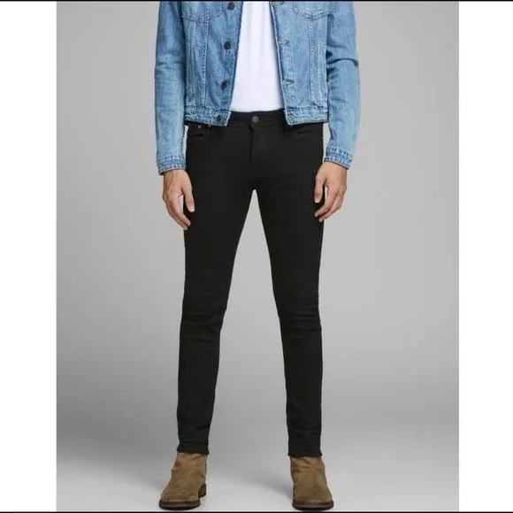 New JACK & JONES Men’s Liam Low Rise Skinny Jeans Black Size 36 x 34
          
      NWT