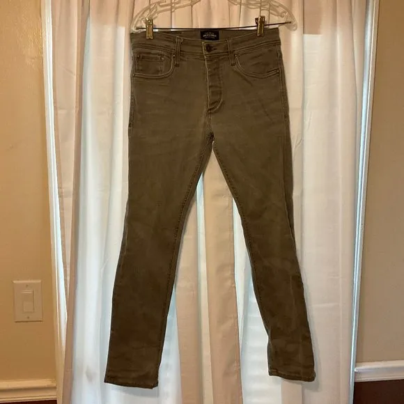 Jack & Jones Jeans 31/30 Light Gray Slim Fit Tim Button Fly