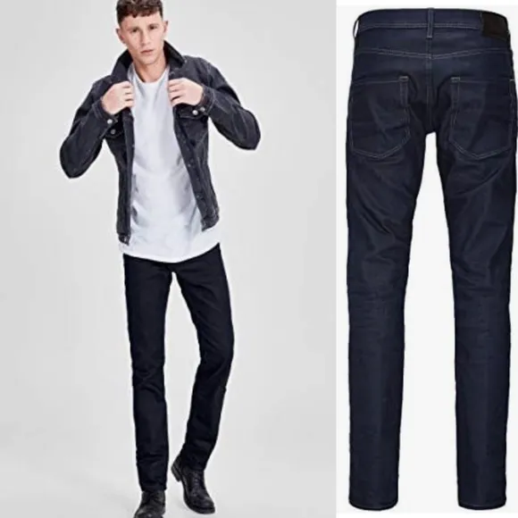 Jack & Jones Men's Slim-Straight Fit Classic Dark indigo Clark Size 34X32