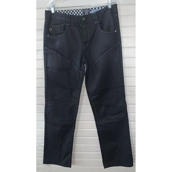 Jack & Jones Sz 33/34 Boxy Bob Loose Fit Buttonfly Black Coated Denim Jeans EUC
