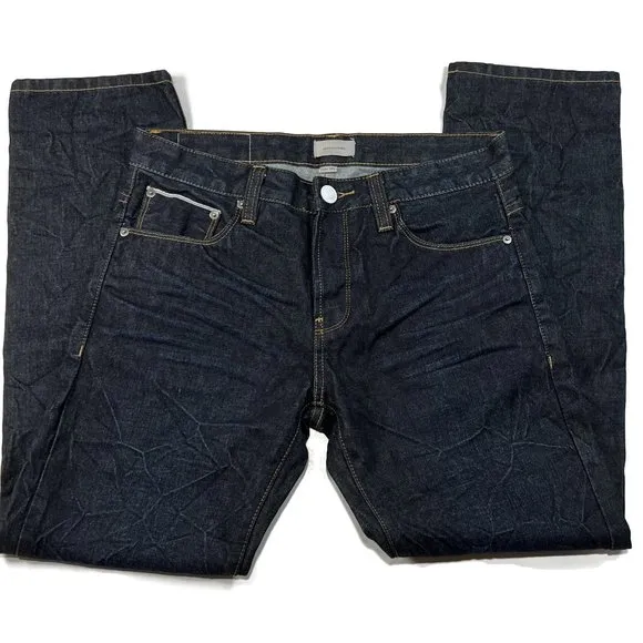 Jack & Jones Selvedge Blue Jeans Mens 32 x 30 Button Fly 170 / 78A