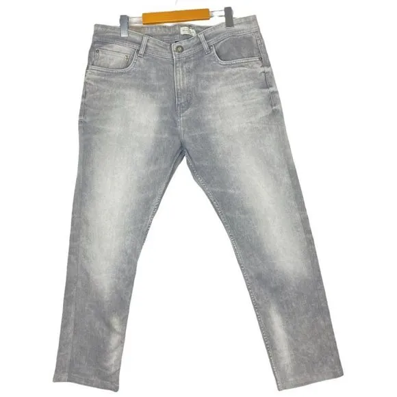 Jack & Jones Men's Tim Original Grey Light Wash Denim Jeans US 36