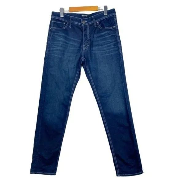 Jack & Jones Men's Indigo Knit Blue Dark Wash Mike Comfort Fit Jeans US 32 X 32