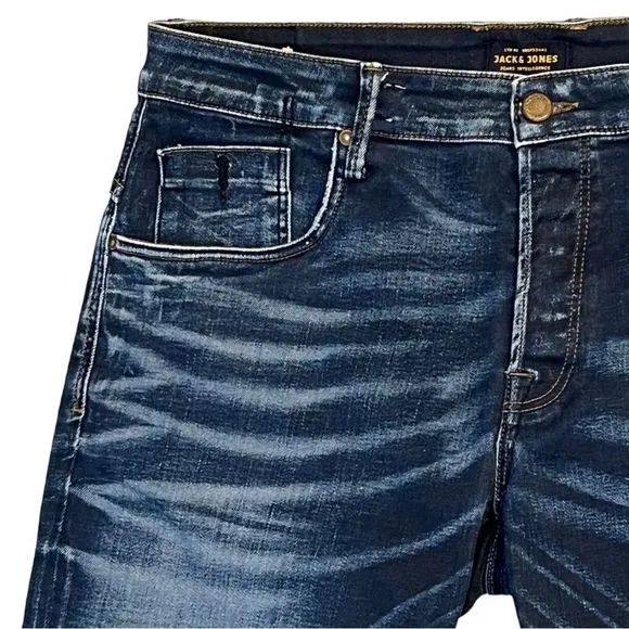 Jack & Jones Intelligence Dark Wash Indigo Comfort Fit Mike Jeans Size 38 x 34