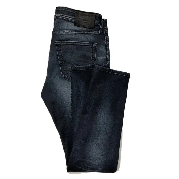 Jack And Jones Glenn Mens 31x32 Blue Denim Jeans Button Fly Slim Indigo Knit
