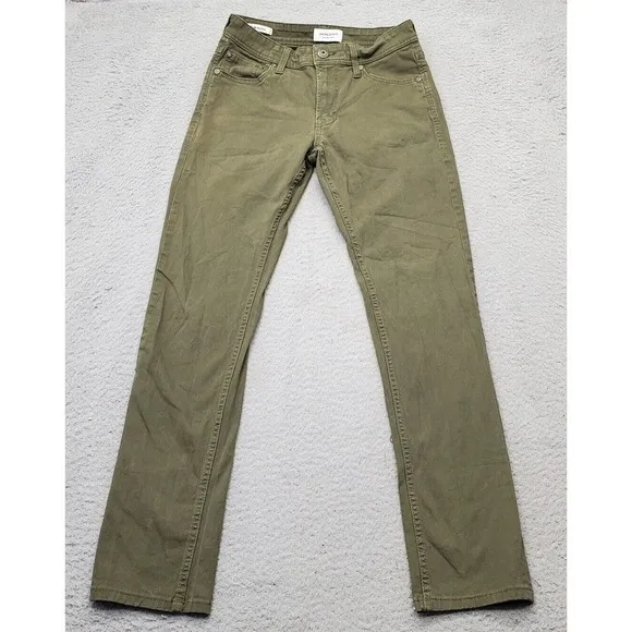 JACK & JONES Jeans Mens Size 28/32 Green Denim Mid Rise Straight Fit Slim Glenn