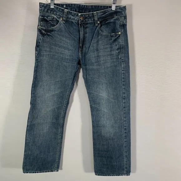 Jag Jeans Mens 33 Dark Wash Cotton Straight Leg 5 Pocket Style Logo