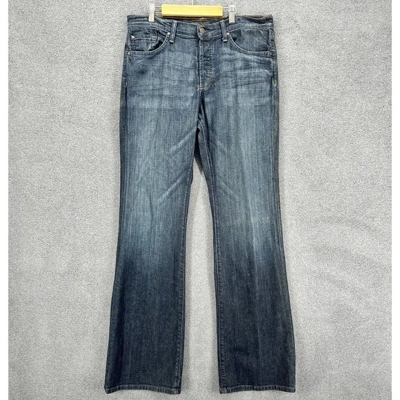 James Cured By Sean Jeans Adult 34 Blue Bootcut Denim Pants High Rise Button