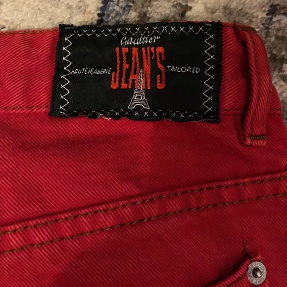 Vintage Jean Paul Gaultier jeans in red