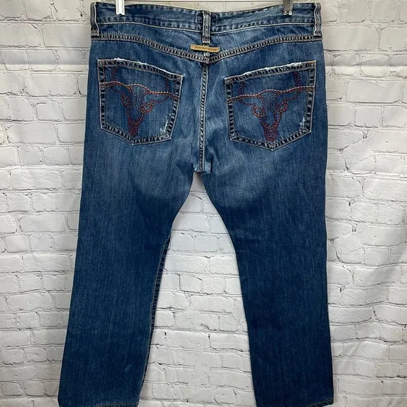 ⭐️Vtg Jean Paul Gaultier button fly rare steer embroidered pocket jean 36x30