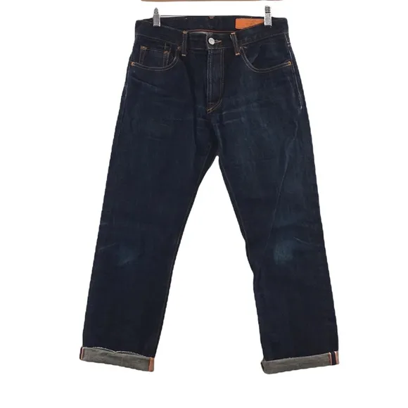 Jean Shop Rocker Straight Jeans Selvedge Mens 28 Regular Dark Wash Denim Cotton