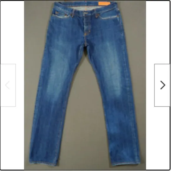 Jean Shop Jeans Mens 34 Blue Selvedge Denim Slim Fit Logo Button Fly