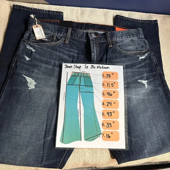 NWT Jean Shop Jim Skinny/Long Men's Distressed Dark Wash Jeans Size 36 Medium
          
      NWT