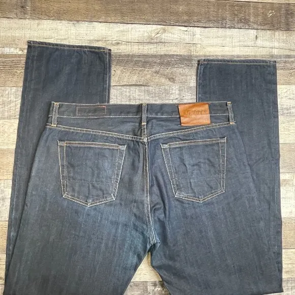 JEAN SHOP Men 40 x 36 Raw Denim Blue Jeans Button Fly Selvedge Rocker USA Tag 38