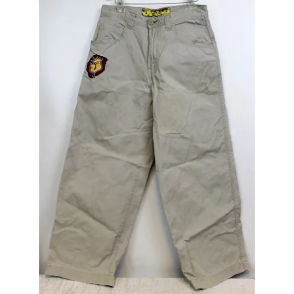 VTG 90s JNCO Jester Khakis Men Pants Sz 32W 30L Style J168T Embroidered Wide Leg