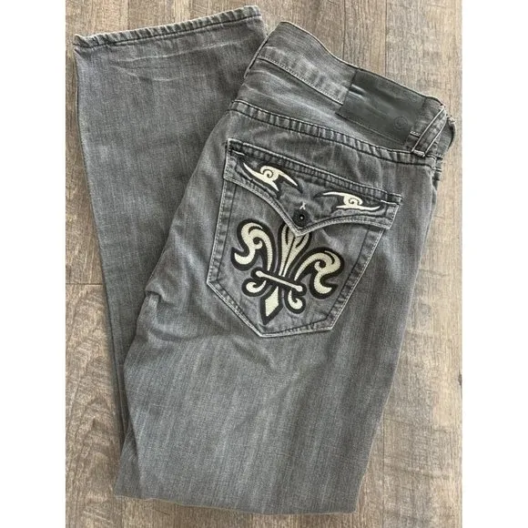 Vintage JNCO Straight Leg Gray Jeans Flap Pocket Men's 38X32