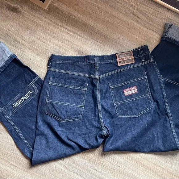 Vintage JNCO jeans Denim  made in USA embroidered baggy wide leg
