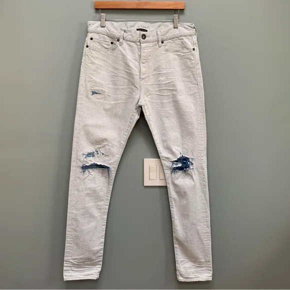 John Elliott Light Blue Wash Paint Splatter Distressed Jeans size 33