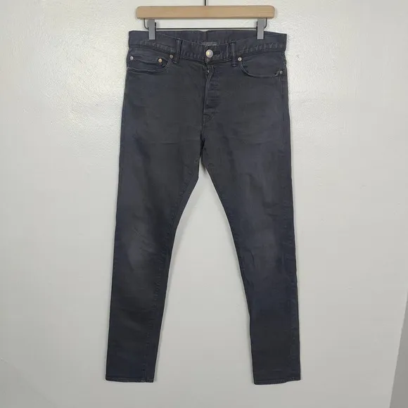 John Elliott Jeans Mens 31 Slim Fit Black Wash Zip Fly Cotton Polyurethane