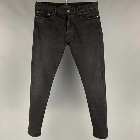 JOHN ELLIOTT Size 32 Black Dark Wash Cotton Straight Jeans