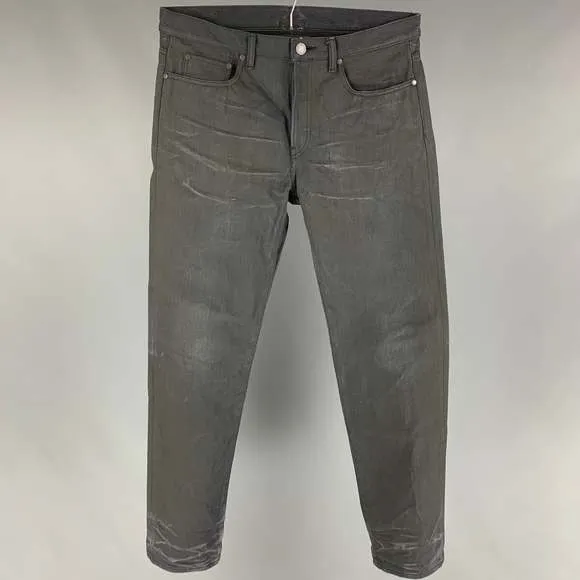JOHN ELLIOTT Size 33 Black Wash Selvedge Denim Button Fly Jeans