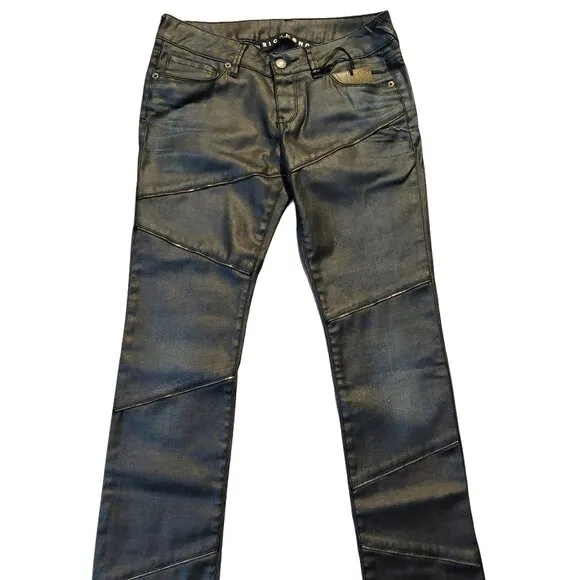 John Richmond PUNK Zipper Teeth Skinny Denim Jeans Sz 28 x 34 NWT