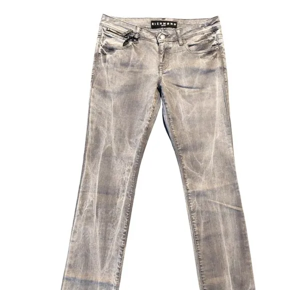 John Richmond ROCKER Straight Leg Grey Acid Wash Denim Jeans Sz 28 x 35 NWT