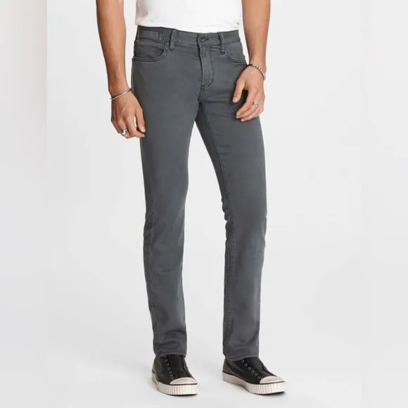 John Varvatos Grey Black Bowery Slim Straight Jeans 33