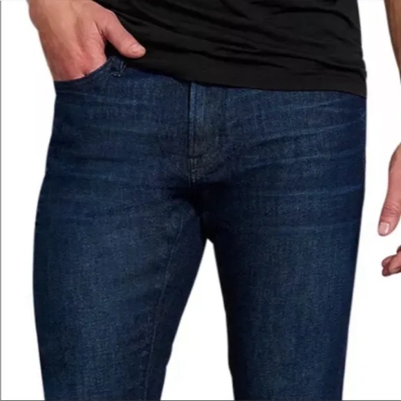 John Varvatos Azie Dark Blue Wash Bowery Slim Straight Cropped Jeans Sz33 NWOT