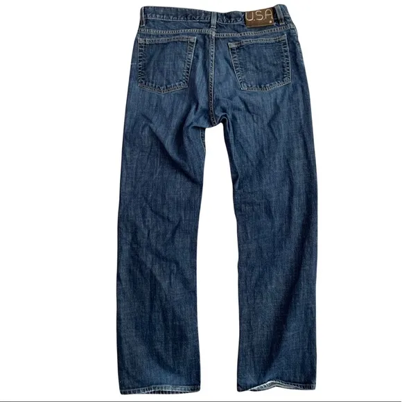John Varvatos USA Men’s Button Fly Straight Leg Jeans Leather Patch