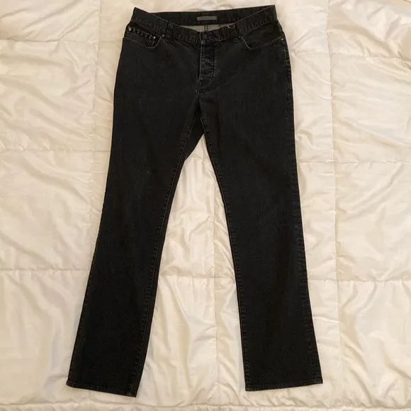 John Varvatos Black Denim Jeans Straight Button Fly Dark Wash Size 34R (34 x 32)