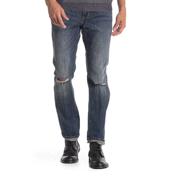 John Varvatos Star USA Men's Bowery Slim Straight Torn Knee Jeans BNLB Blue
          
      NWT