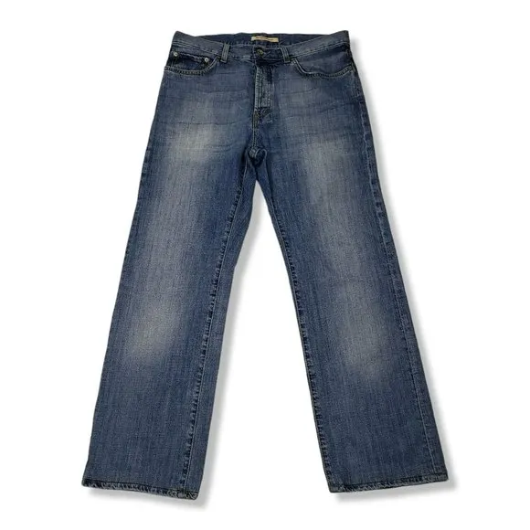 John Varvatos Straight Leg Jeans Mens 32 Button Fly Light Wash
