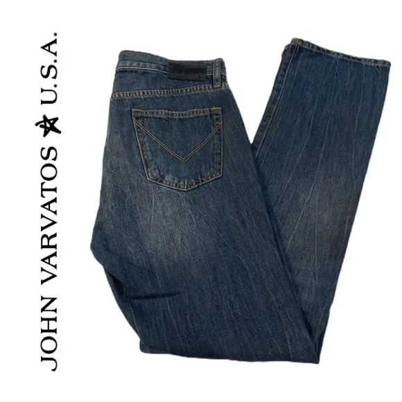 John Varvatos Men’s Distressed Bowery Slim Straight Blue Jeans - Size 30