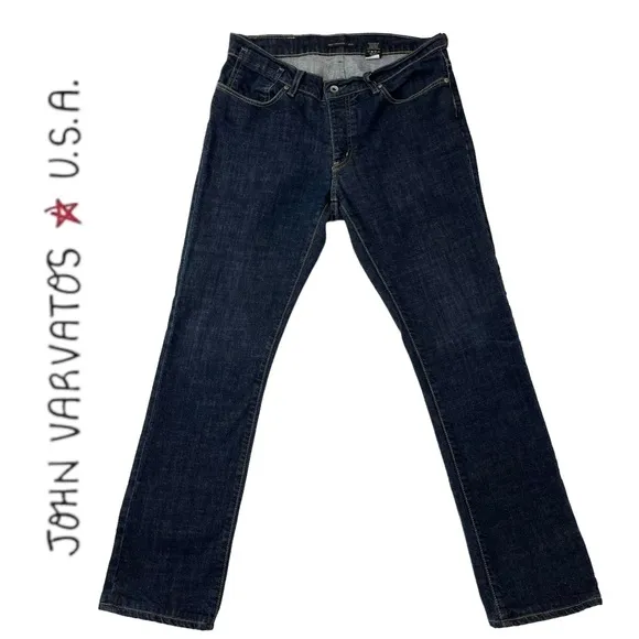John Varvatos USA Bowery Jeans Dark Wash Button Fly Men’s 33 Waist x 29 Inseam