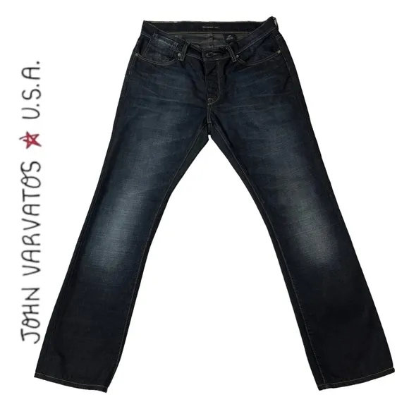 John Varvatos USA Bowery Jeans Dark Wash Button Fly Men’s 33 Waist x 30 Inseam
