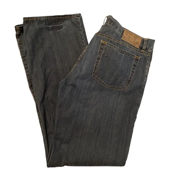 John Varvatos Button Fly Jeans Mens 38R 38x34 Med Wash Blue Denim Straight Leg