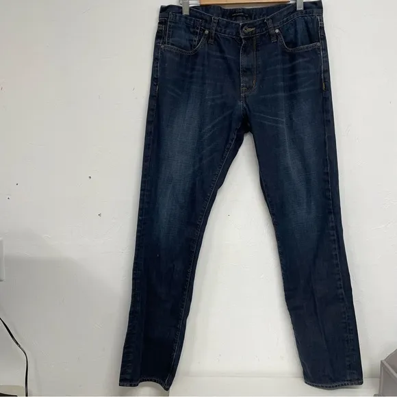John Varvatos Blue Dark Wash Slim Straight Mens Jeans 34