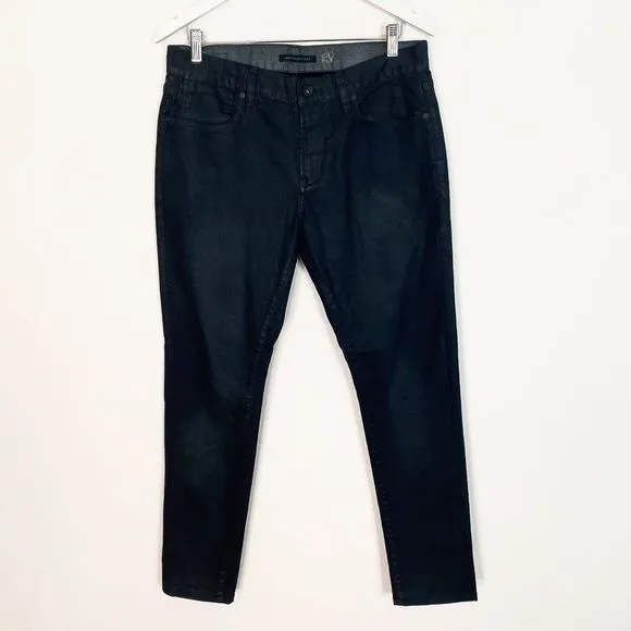 John Varvatos USA Bowery Slim Straight Black Coated Denim Jeans