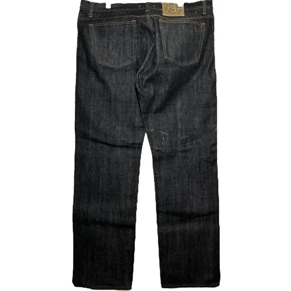 John Varvatos Selvedge Authentic Fit Straight Jeans Cotton Sanded Dark Wash 40"
