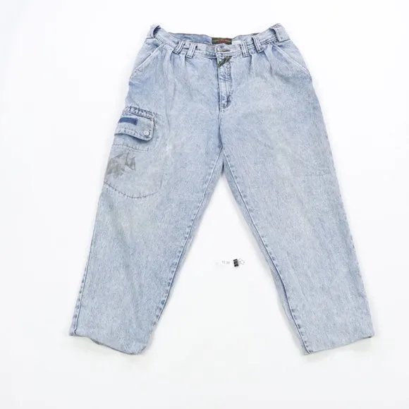 Vtg 80s Jordache Mens 36x28 Tapered Cargo Jeans