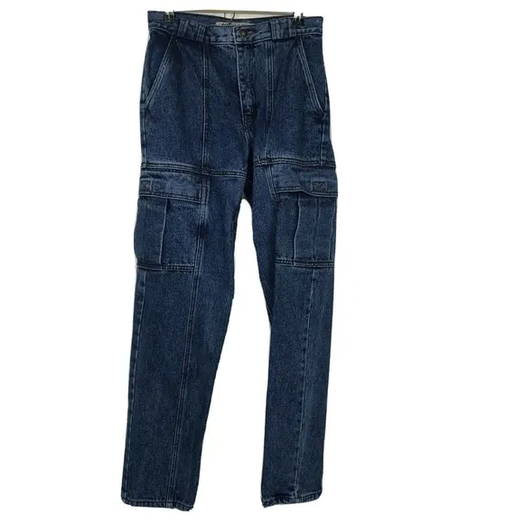 Vintage 80's Jordache Jeans Size 27 x 30 Cargo Pockets Mid Wash Straight Leg