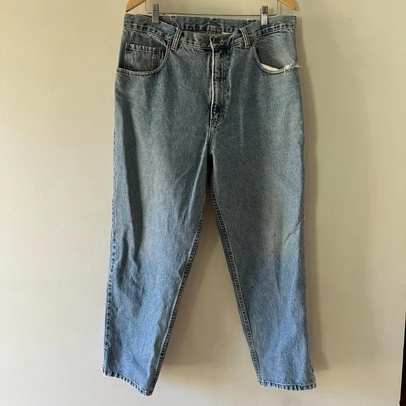 Vintage JORDACHE Jeans 38X30 Medium Wash, distressed, straight leg, high waist