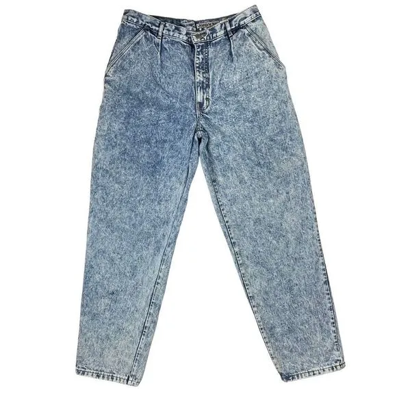 Vintage JORDACHE Stone Wash High Rise Denim Mom Jeans Size 36x32