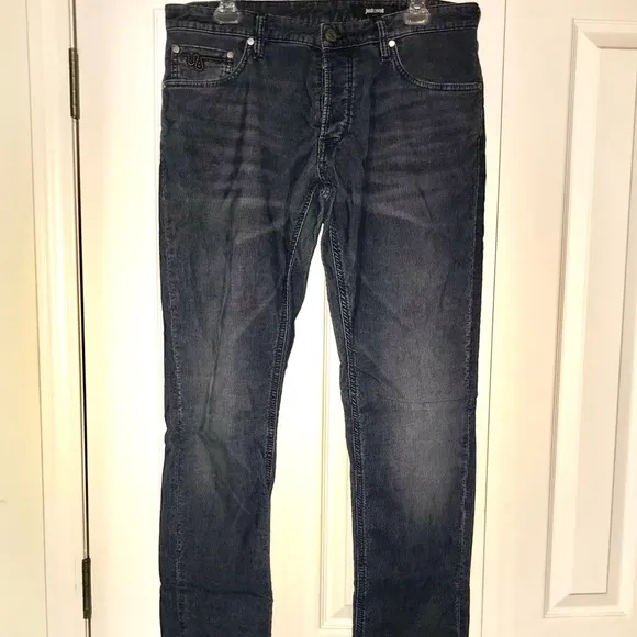 JUST CAVALLI Corduroy Slim Jeans, Blue, 33x34