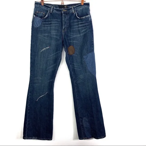 Just Cavalli Italia Men Patchwork Straight Jeans