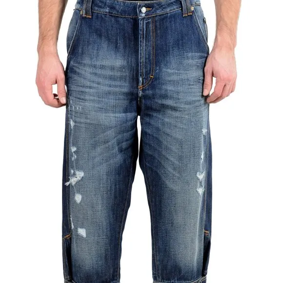 Just Cavalli Men's Blue Ripped Cropped Jeans
          
      NWT