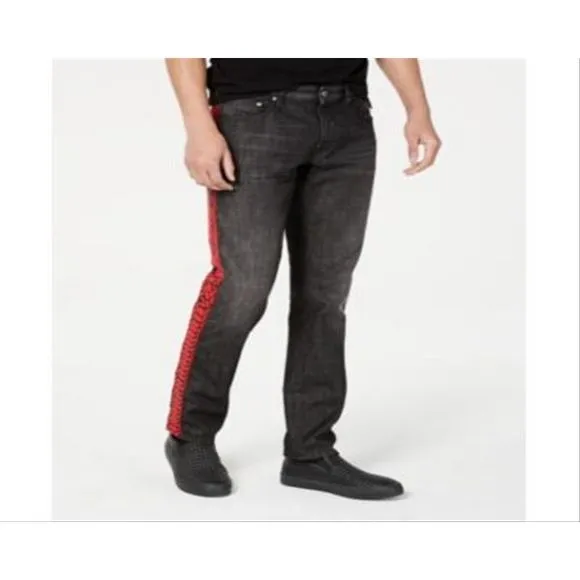 Just Cavalli Men's Slim Fit Logo Tape Jeans Black Size 36
          
      NWT