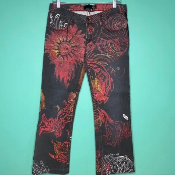 Just Cavalli astrology red and black jeans