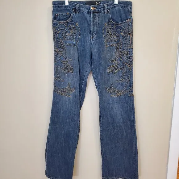Vintage Mens Just Cavalli Ittierre Embroidered jeans 48 button fly 32x34 #M13